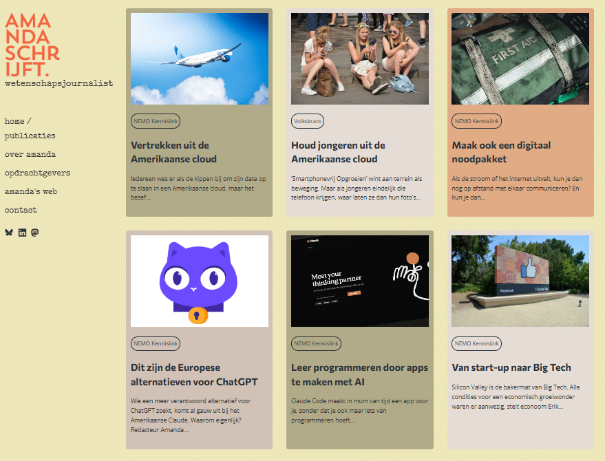 schermafbeelding website Amanda Schrijft
